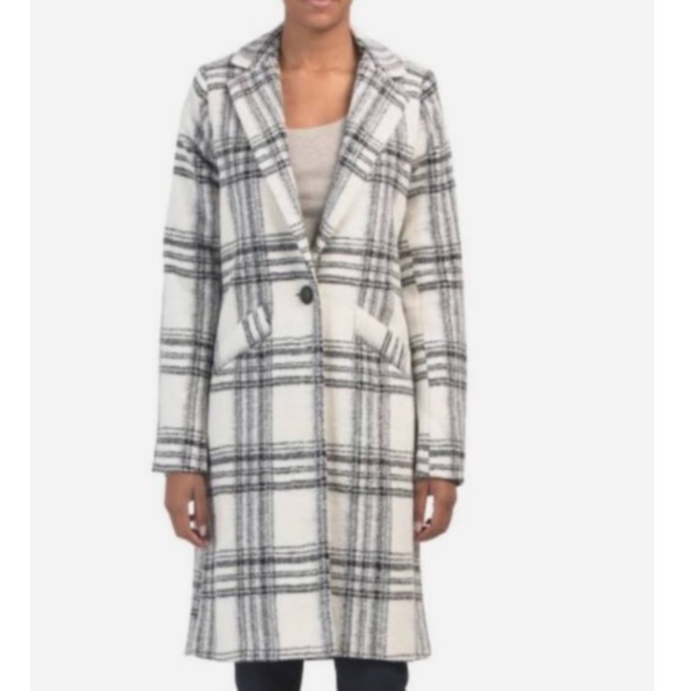 NWT RACHEL ZOE Black and White Plaid Coat